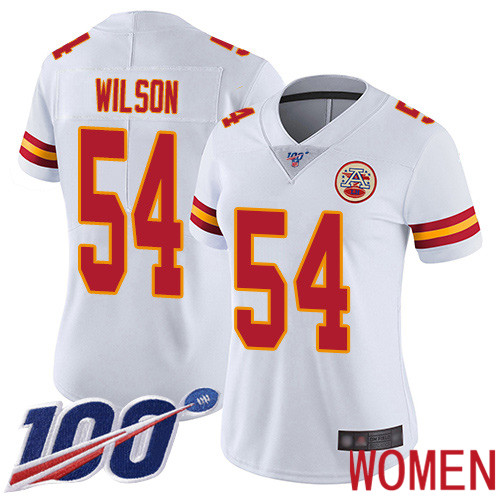 Women Kansas City Chiefs 54 Wilson Damien White Vapor Untouchable Limited Player 100th Season Nike NFL Jersey